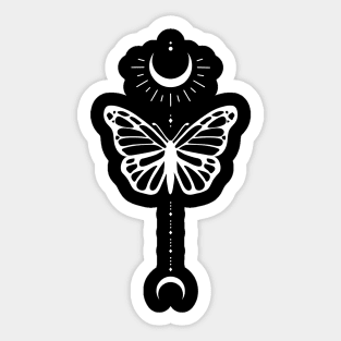 Moon Butterfly Line Art Sticker